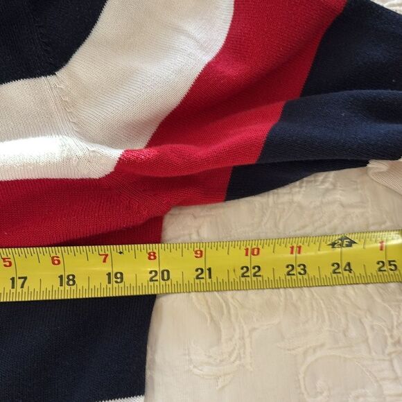 Vintage Christopher & Banks USA Red White Blue Striped Cardigan Sweater‎ Set L - Picture 8 of 8